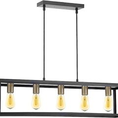 Kitchen Island Pendant Light,5-Light Modern Industrial Hanging lamp with Adjustable Height,Matte Black Frame Vintage Pendant Light Fixtures for Foyer,Pool Table Light, Dining Room,Farmhouse, Club,Bar (FREE SHIPPING)