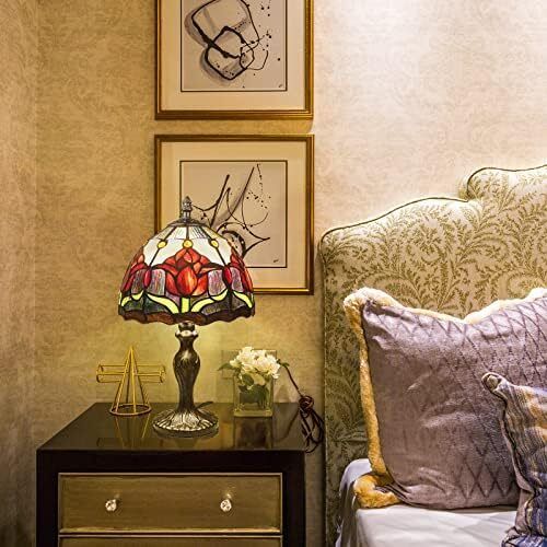 Table Lamp Stained Glass Table Light, Handmade Desk Bedside Table Night Lamp, Antique Art Craft Gifts Lover Kid Living Room Bedroom Study Bookcase Desk Ligh