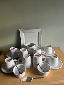 Bodum Tea & Coffee Set With Storage stacking stand & extras.  White.  Danish Brand In Excellent Condition.