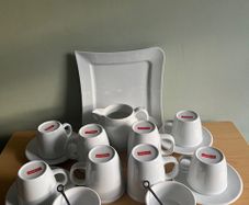 Bodum Tea & Coffee Set With Storage stacking stand & extras.  White.  Danish Brand In Excellent Condition.