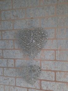 silver glitter hanging hearts