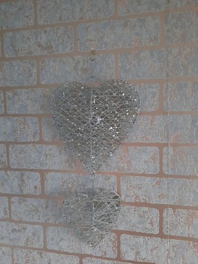 silver glitter hanging hearts