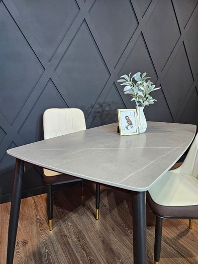 Stone/Ceramics Dining Table with Gold Ends