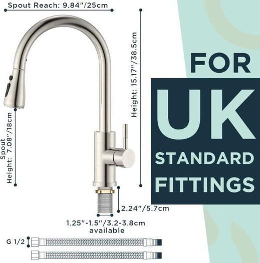 36523 FORIOUS Brushed Swivel High Arc Pull-Out Kitchen Sink Mixer Tap