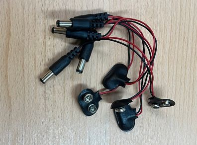 9V Battery Connector to DC 5.5x2.1mm Cable Set 5pcs