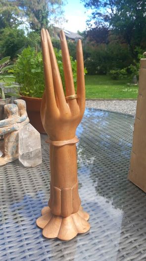 Bali hand-carved wooden hand, jewellery prop. D18