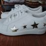 Dune London white multi star lace up trainers, size uk4/eu37 Image 2