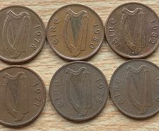 Ireland half penny date run 1971 1975 1976 1978 1980 1982