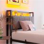 single LED Lights,Metal Upholstered Platform Bed Frame with Charging Station Image 8