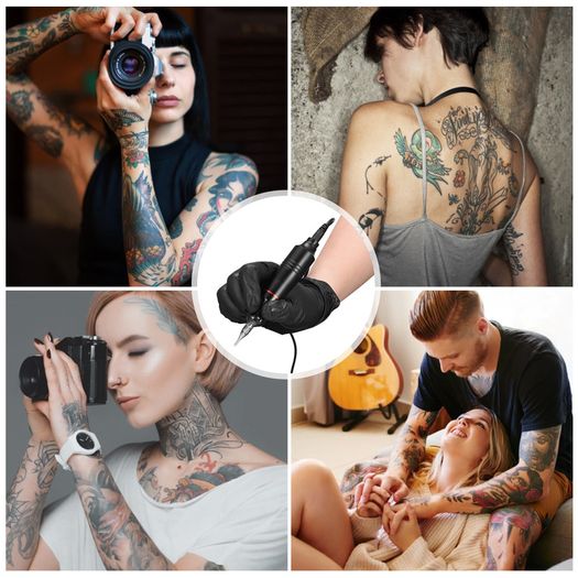 BRAND NEW EU US Stock Rotary Tattoo Pen Machine Kit, Professional Tattoo Pen with 20 Colors Tattoo Paints, 10pcs Cartridges Needles