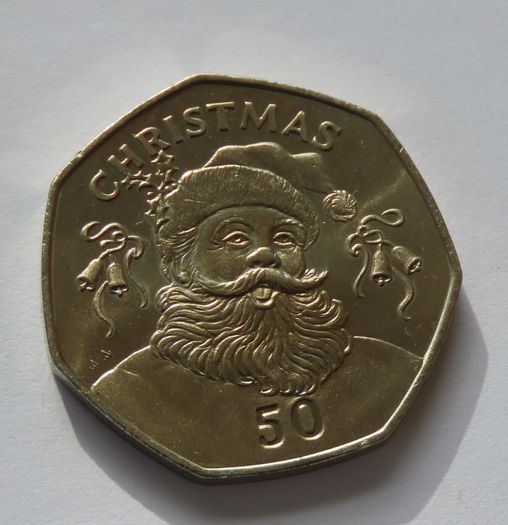Christmas 50p Gibraltar 1992 fifty pence Santa Claus BUNC low mintage