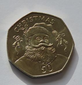 Christmas 50p Gibraltar 1992 fifty pence Santa Claus BUNC low mintage