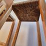 Pair of Vintage Solid Oak Counter-Height Stools with Handwoven Rush Seats Image 5