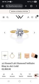 Solitaire round 2ct lab grown diamond