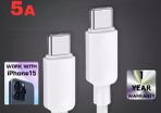 Type C to Type C Cable USB C Fast Charger Lead Long For iPhone Samsung Huawei