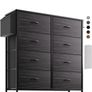 Fabric Chest of Drawers - Canvas Storage Unit with 8 Large Drawers Label Cards, Side Pocket & Hook for Living Room, Hallway, Bedroom Image 9