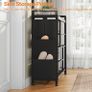 Coat Rack with Shoe Storage, 5 Tier Shoe Rack with Coat Rack, Shoe Storage Organizer with 9 Coat Hooks and 3 Oxford Fabric Side Pockets, Coat and Shoe Rack Hallway, Rustic Brown Image 6