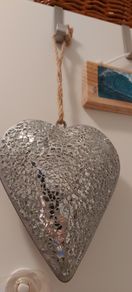Charming rustic two heart mosaic mirrors