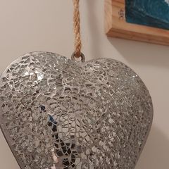 Charming rustic two heart mosaic mirrors