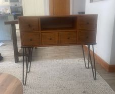 Mid-Century Style Wooden Console / Side Table with Drawers