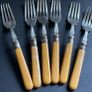 Antique 1907 Sheffield Sterling Silver & Bone-Style Dessert Forks (Set of 6) Image 5
