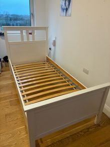 IKEA Hemnes single bed in white.