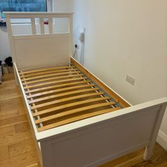 IKEA Hemnes single bed in white.