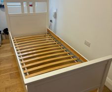 IKEA Hemnes single bed in white.