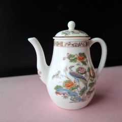 Vintage Wedgwood Kutani Crane Miniature Coffee Pot with Lid Bone China