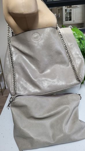 ALDO grey with silver chain shoulder straps bag