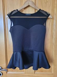 Savida Black Studded Peplum Top