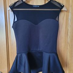 Savida Black Studded Peplum Top