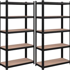 _Storage Shelves with 5 Shelves, Set of 2, Maximum Load 875 kg (175 kg Per Shelf), Shelving System, Adjustable Shelves, Reinforced Steel Frame
