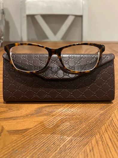 Gucci Tortoise Wayfarer Silver Metal Temples Glasses