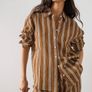 Fab Mango (Zara Group) Brown and White Striped Co Ord Shirt XL and Trousers L Image 2