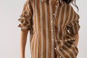 Fab Mango (Zara Group) Brown and White Striped Co Ord Shirt XL and Trousers L