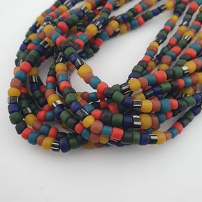 Antique African Style MultiColor 4 -5 mm Glass Beads Necklace Strand