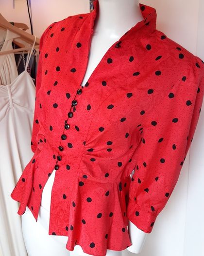 1980s Vintage Peplum Blouse