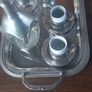 Antique stainless steel and glass French coffee set with tray Image 2