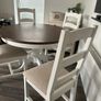 Round reclaimed wood dining table and four chairs Image 3