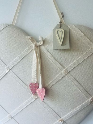 Linen heart notice board