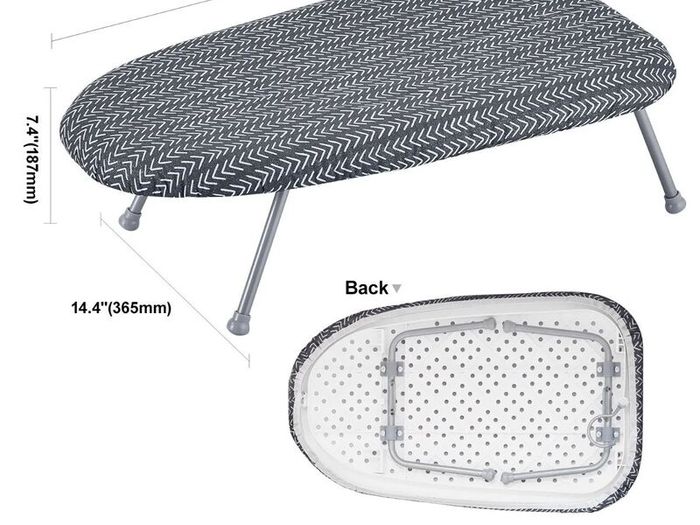 Tabletop Ironing Board 23.4 x 14.4, Small Iron Board with Heat Resistant Cover and 100% Cotton Cover, Mini Ironing Board with 7mm Thickened Needle Cotton Layer for Small Spaces, Travel Use