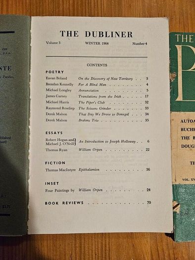 The Dubliner. 1964 Literary Magazines . PLUS THE BELL LITERARY MAGAZINES 1951BOTH IN Good Condition.  See Photos For Same.