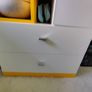 Office Computer desk white lux/yellow color with drawers and keyboard tray. Image 5