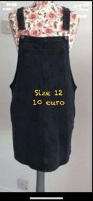 dress black denim pinafore dress size 12