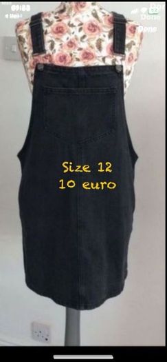 dress black denim pinafore dress size 12