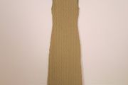 Subtitled Green Tan Beige Crinkle Textured Sleeveless Column Maxi Dress Size XS