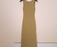 Subtitled Green Tan Beige Crinkle Textured Sleeveless Column Maxi Dress Size XS