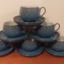 Fabulous Collectable Vintage Set of Six Denby Stoneware Cup and Saucer Duos in the Stunning and Popular Midnight Pattern, Mint Condition Image 2