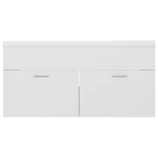 Sink Cabinet with Built-in Basin High Gloss White Chipboard